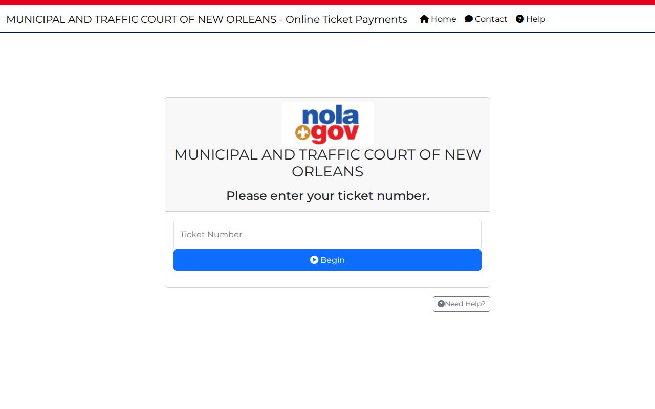 Orleans Parish traffic warrant records: the court ticket number payment form used to clear a traffic case