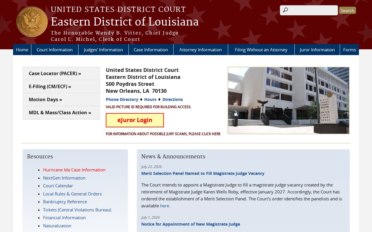 Orleans Parish arrest warrant records: the federal courthouse that keeps its own separate case system